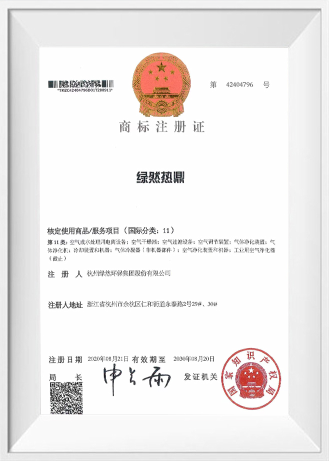 Certificato di registrazione del marchio